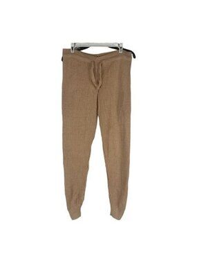 Nasty Gal Womens Knit Joggers Medium Tan Casual Lightweight Pull-On Style